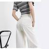 Women's High-Waist White Wide-Leg Jeans - Slim, Straight, Floor-Length, and Loose Fit for Spring & Autumn 2025