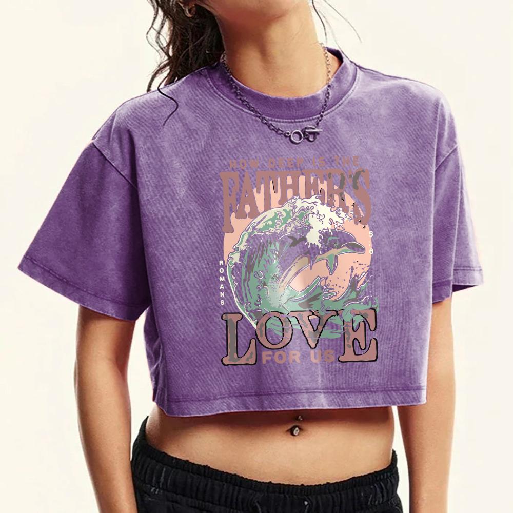 

Father S Love For Us Sea Wave Prints Washed T Shirts Female Street Fashion T-Shirt Street Retro Tee Clothes Casual Top M