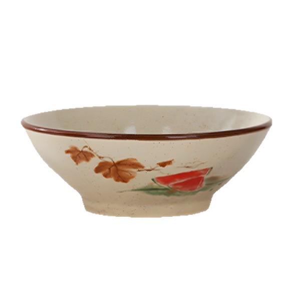 Vintage Ink Wash Ceramic Dòulì Noodle Bowl - High-Footed Underglaze Tableware for a High-End, Unique Feel.