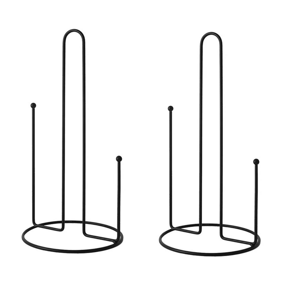 2 Pcs Black/White Paper Towel Rack One-handed Tear Vertical Napkin Holder Tissue Stand  Dining Table