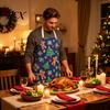Family Gathering Culinary Outfit Christmas Apron, Santa Claus/Elk/Gingerbread Man/Snowman Print Cooking Bib, Waterproof Holiday Bib Non-woven Fabric,