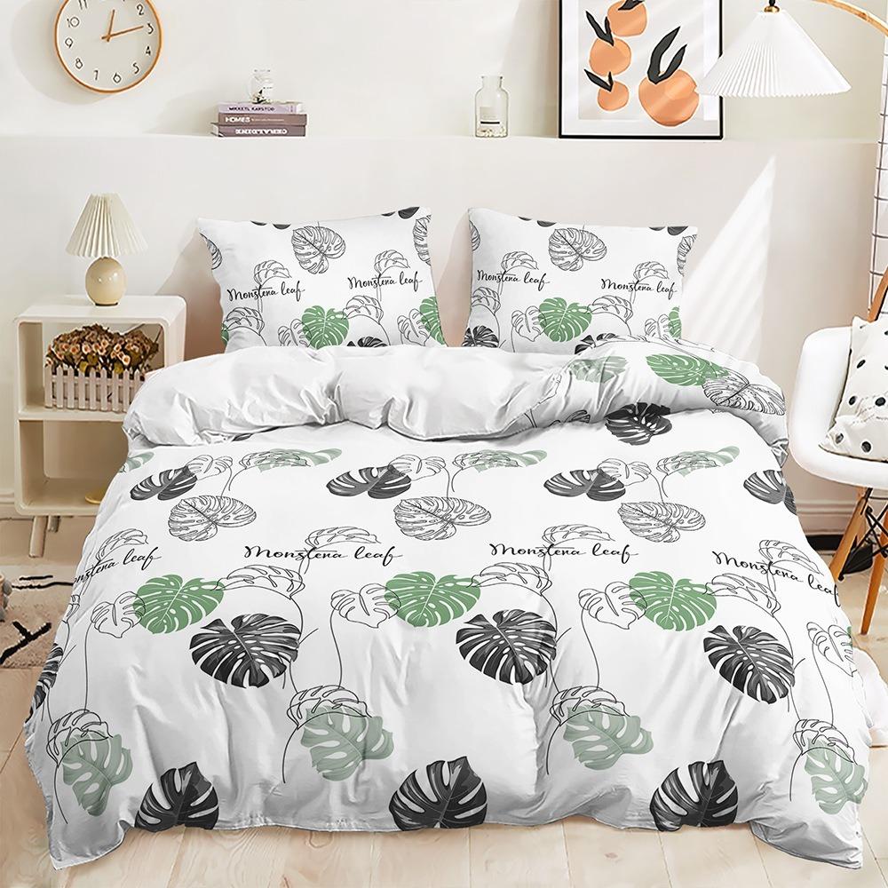 3D Leaf Pattern Bedding Set Plant Themed Duvet Cover Pillowcase Ultra-fine Fiber Material Single Bed/double Bed Large Bed/super Large Bed Size