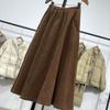 Plus Size High-Waisted Corduroy A-line Skirt - Loose Fit, Slimming, Big Hem for Autumn/Winter