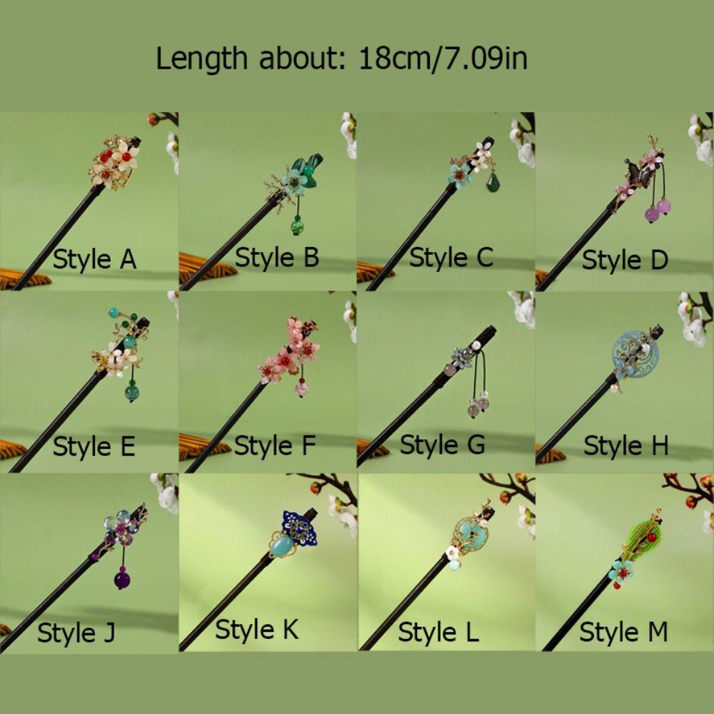 Chinese Wooden Hairpins Ancient Style Hanfu Hair Fork Flower Hair Sticks  For Women Girls