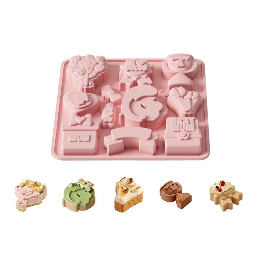 12 Cavity Mother's Day Theme Baking Mold Non-stick Reusable Chocolate Mould Non-toxic Easy To Demold Silicone Candy Mold