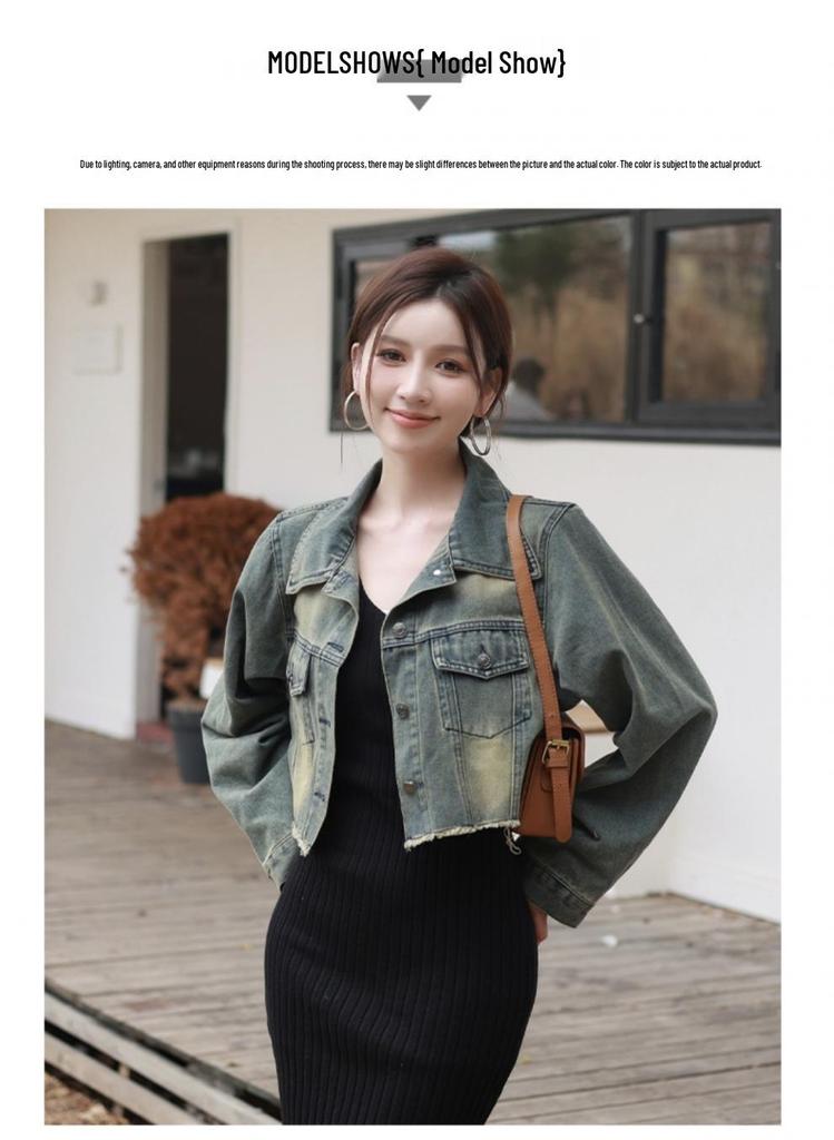 Versatile Women's Soft Frayed Denim Jacket - Retro Style in Three Shades