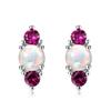 Internet Celebrity Simple Cold Wind's Round Opal with Diamond Stud Earrings Women's Exquisite Small Jewelry
