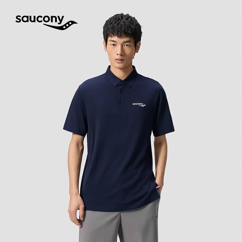 Saucony Men s Lightweight Wool Short Sleeve Polo Shirt L