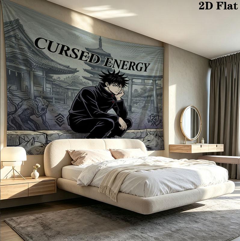 Arazzo da Parete Jujutsu Kaisen Appeso Estetico alla Parete Coperta in Tessuto Stampato Arazzi Decorativi per Camera da Letto Soggiorno Decorazione per la Casa