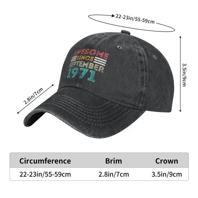 Classic Cotton Awesome Since September 1971 Baseball Cap Women Men Breathable 52th Birthday 52 Years Gift Dad Hat Performance