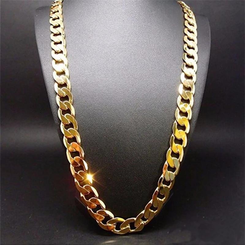 Gioielli a Catena Colore Oro Puro Chapado 24k Ouro Catena Pesante da 10mm per Uomo 20 Man20, 22", 24", 26", 28", 30"