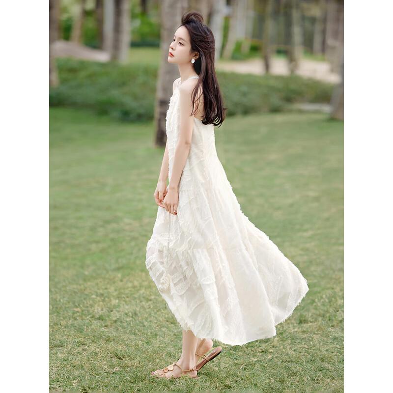 Elegant Flowy Halter Neck A-Line Vacation Maxi Dress L