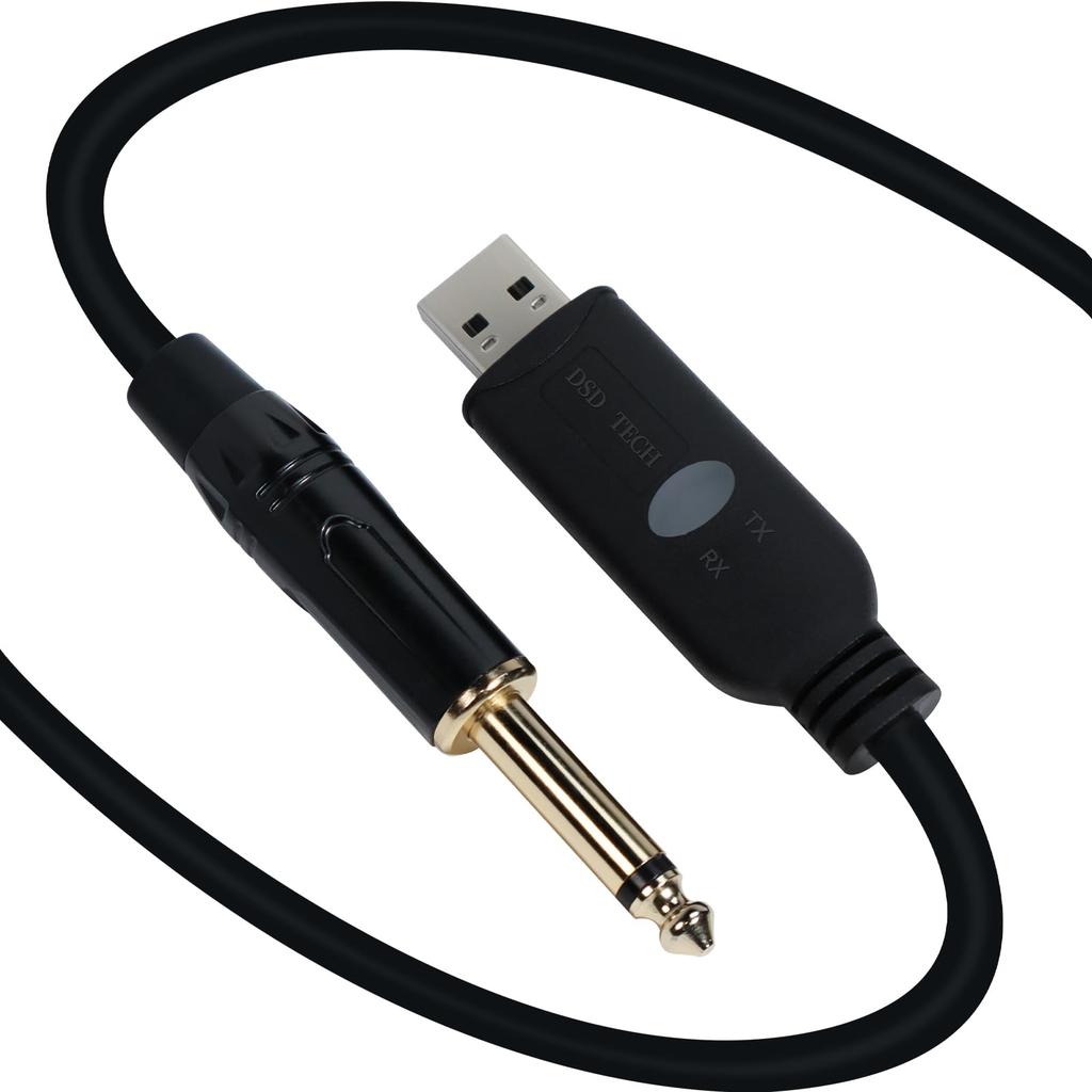 DSD TECH SH-AU20B USB - 6.35mm TS Audio Adapter, supports 96kHz 24-bit sampling rate.