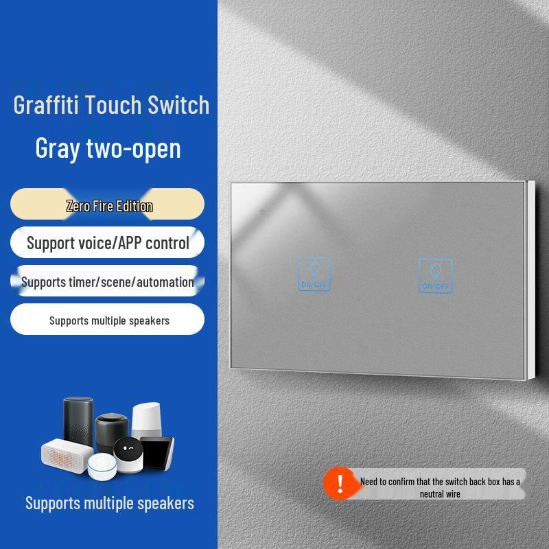 Graffiti Smart WiFi Wall Switch with Alexa & Google Voice Control, US/EU Specs, Touch Panel