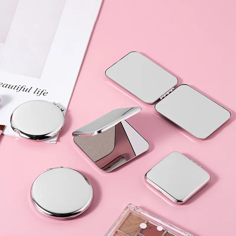 1pcs Hand Pocket Folded-Side Cosmetic Make Up Mirror Portable Women Stainless Steel Makeup Mirror Small Various Shapes