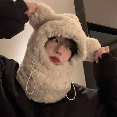 Warm Hat with Ear Womens New Warmers Scarf Thick Winter Version Caps for Women Skiing Cycling Windproof Full Cover Accessory