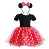 [CQDY] Princess Dress (Children's Dress + Headband) - 2-Piece Set: Minnie Mouse-Style Cosplay, Polka Dot Pattern, Tutu Skirt, Kids Dance Costume, Mick
