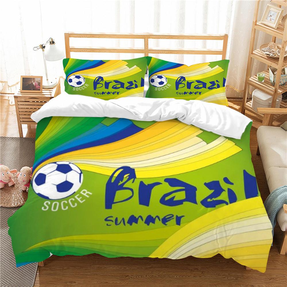 Bettwäsche-Set, 2/3-teilig, Bettbezug, 3D-Fußballdruck, Heimbettwäsche, Polyester-Mikrofaser, waschbar, für Schlafzimmer