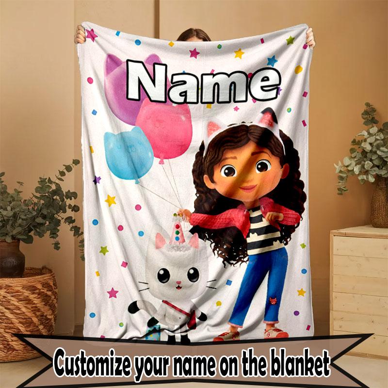 Custom Name Personalized Gabby's Dollhouse Print Blanket, Home Decor, Bedroom, Sofa, Camping, Couch, Gifts for Birthday Christmas