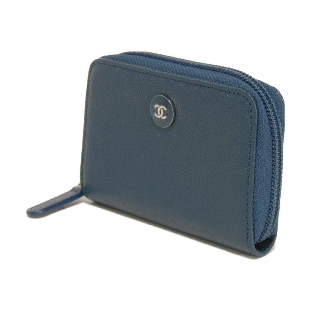 Used 10097 COCO Button Coin Purse A84061 7943 Excellent Condition CC Mark Zip Around 22nd Series COCO Mark Caviar Skin