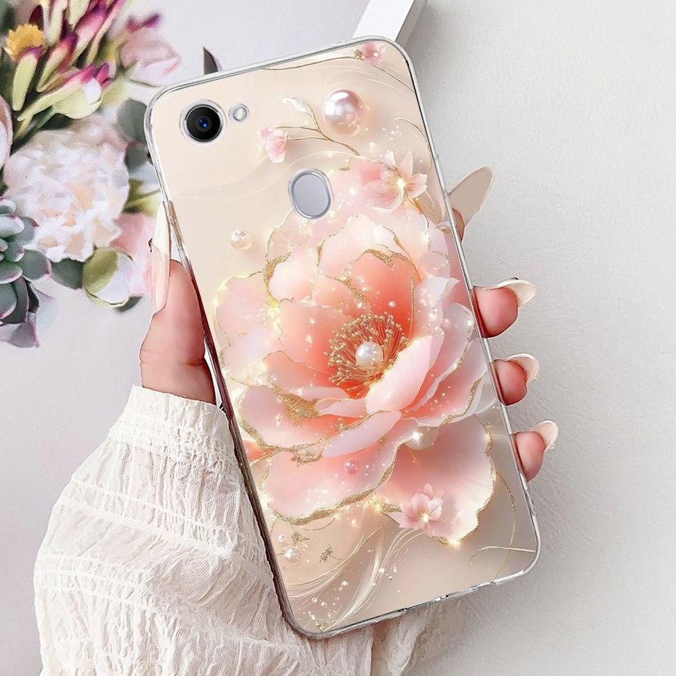 Clear For Oppo F7 Case Kawaii Cute Cat Fashion Flower Funny Luxury Painted Soft Back Cover For OppoF7 Phone Case CPH1821 CPH1819