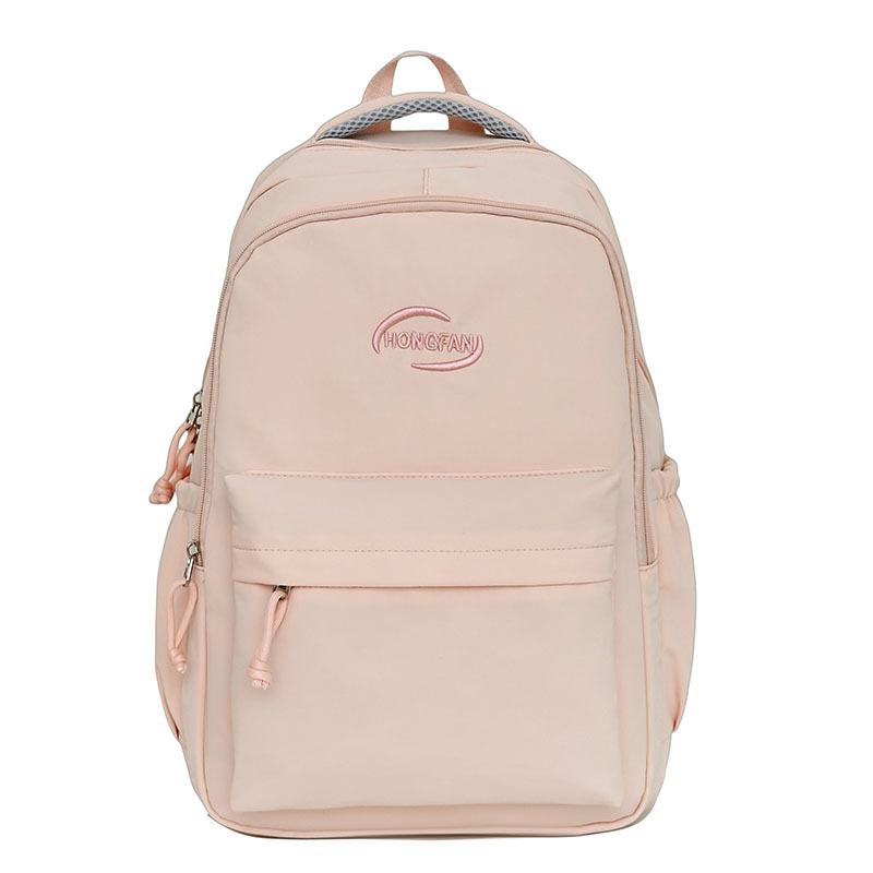 Schoolbag Small Fresh Literary Sense Girl Backpack Middle and High School Students Solid Color Lightweight Versatile Schoolbag Large Capacity Backpack