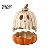 Decorazione Ornamentale di Halloween in Resina con Luce Fantasma Zucca, Lampada Staccabile Vintage con Oggetti di Casa Infestata Candela LED per Tavolo da Cucina