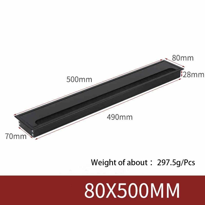 1Pcs Length 80mm-1000mm Aluminum Alloy Hole Cover Furniture Office Ventilation Hole Plug Desktop Hardware Black/Silver
