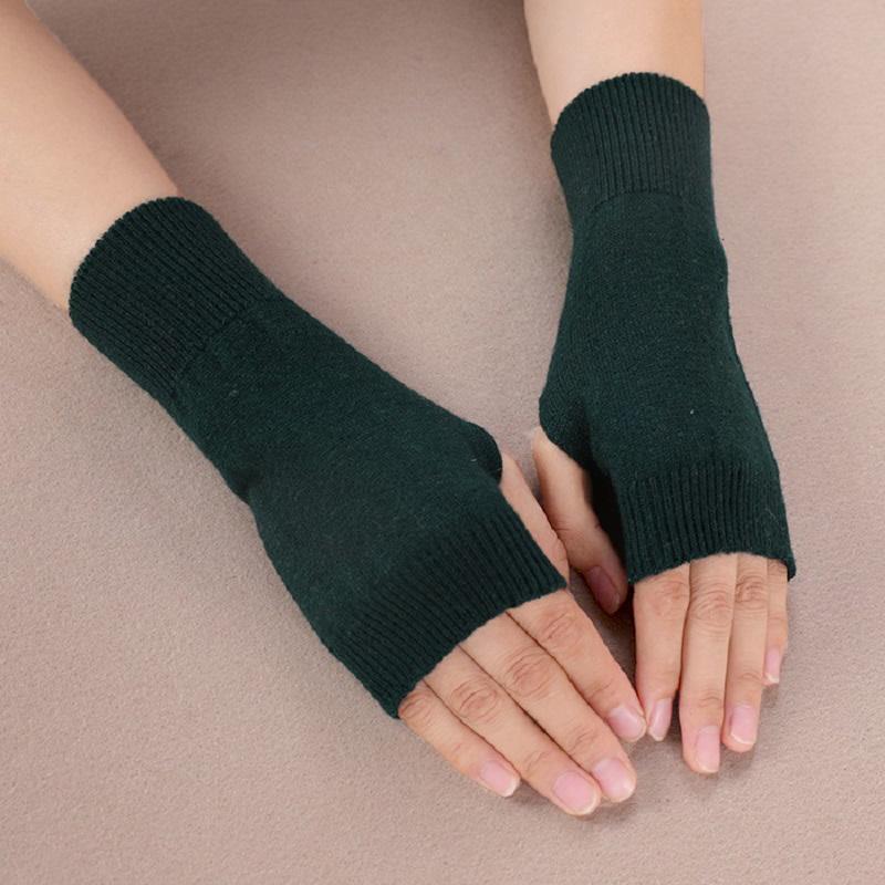 Wollhandschuh für Damen Winter Gestrickt Fingerlos Warm Weich Uni Dehnbar Halbfingerhandschuh Dame Elastisch Kurz Kaschmir Cosplay Handschuhe