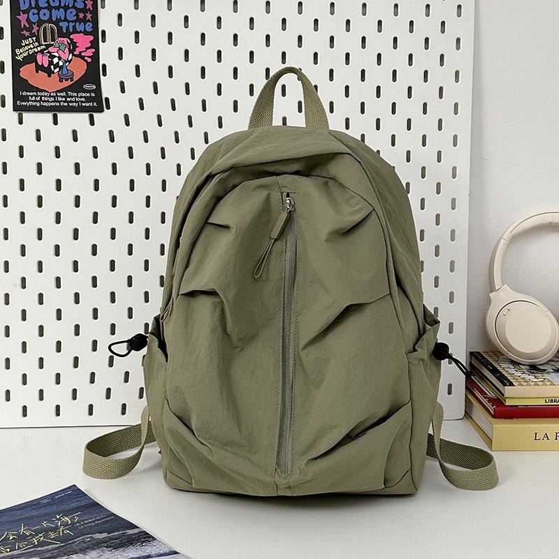 2026 New Student Schoolbag for Girl solid color simple and lightweight travel backpack trendy Korean style daily backpack