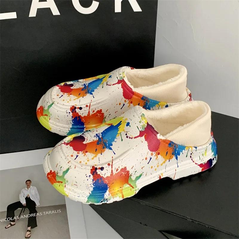 

Женская хлопковая обувь, зимние теплые водонепроницаемые тапочки, садовая обувь, модные милые домашние горки, плюшевые горки 38-39