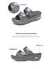 Women's 2023 Summer Fashion Peep-Toe Sequin Wedge Slippers - Thick-Soled Platform, Easy-to-Match Outdoor Style.