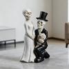 Figurka Panny Młodej i Pana Młodego Szkielety Gotycka Żywiczna Czaszka Para Ślubna Statua Gotycka Rzeźba na Biurko na Dzień Zmarłych Wystrój Domu