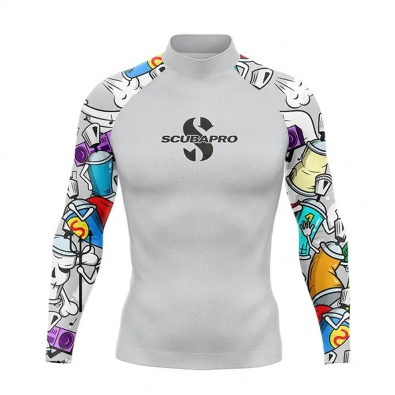 SCUBAPRO Maglia a Maniche Lunghe Rash Guard Uomo Protezione UV Maglietta da Nuoto Surf Diving Snorkeling Sport Acquatici