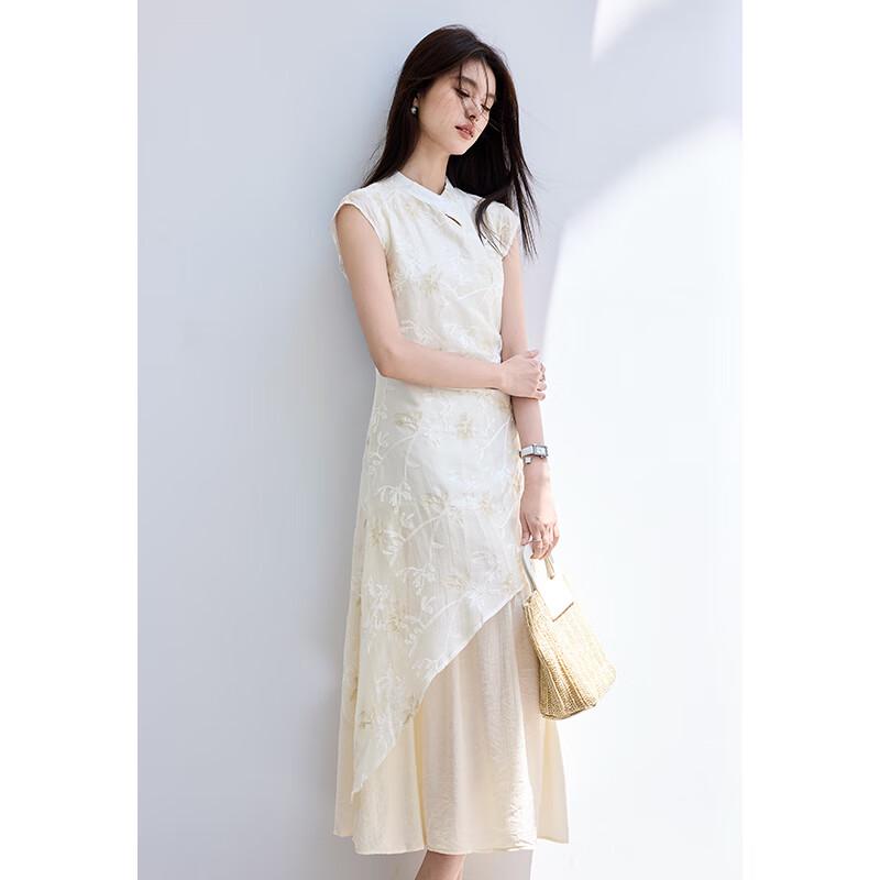 VICTORIA&VERA New Chinese Embroidered Faux Two-Piece Midi Dress