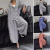 Traje informal para mujer, camisa de manga larga, pantalón harén de pierna ancha, conjunto de 2 piezas, pantalón de nueve puntos a rayas con solapa de otoño, traje femenino