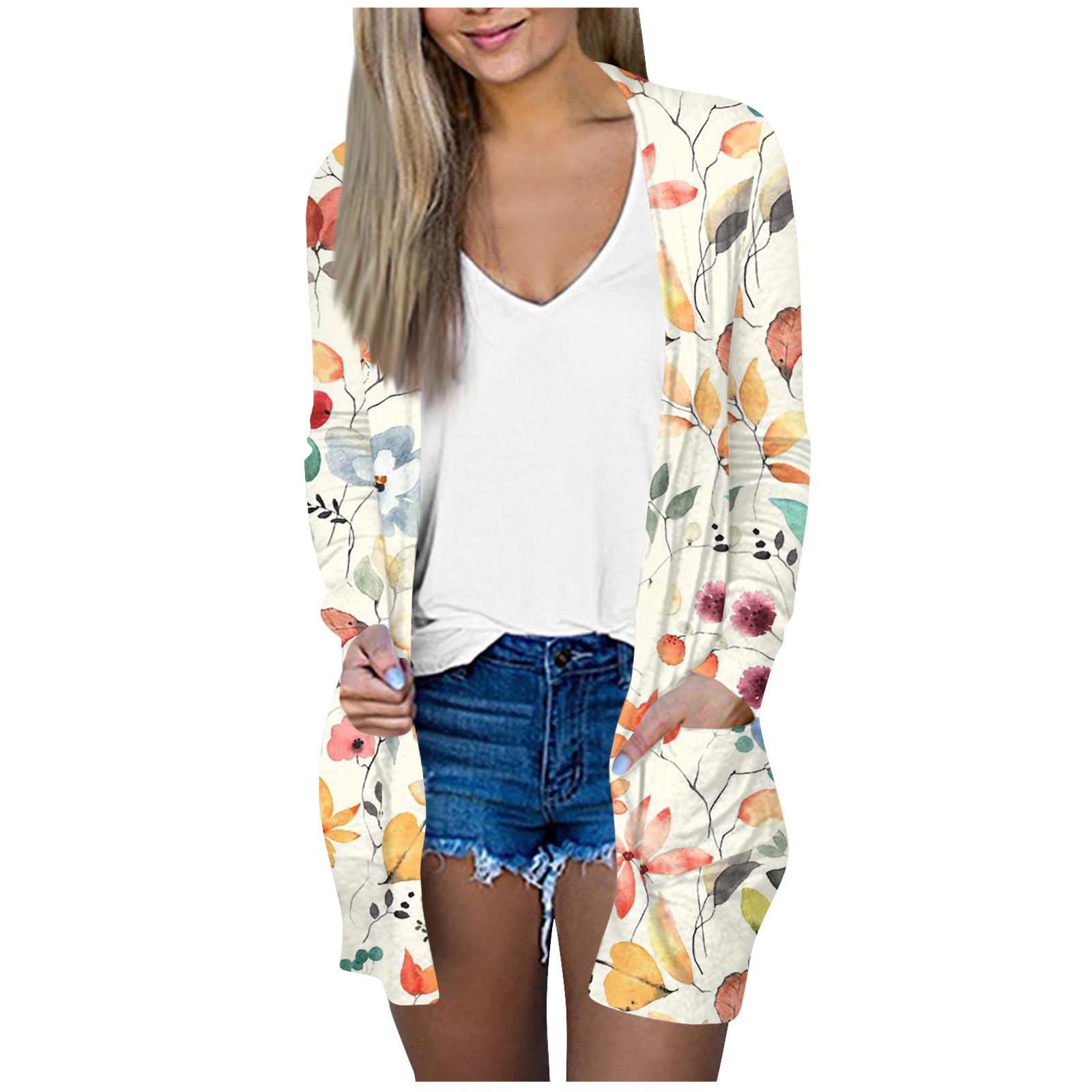 Женская модная свободная повседневная куртка-кардиган средней длины с длинными рукавами — фото 3