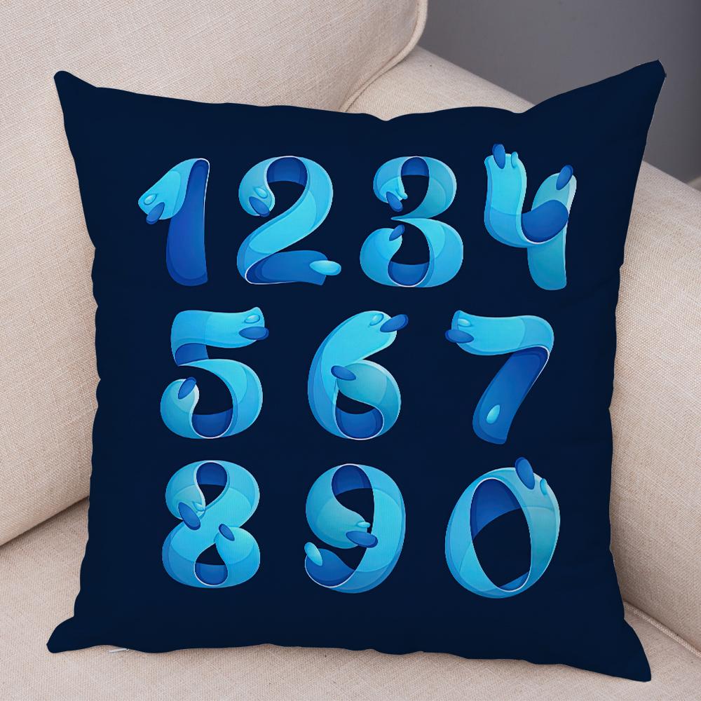Creative Colorful Abstract Number Cushion Cover Double Sided Soft Polyester Home Decor Pillow Case