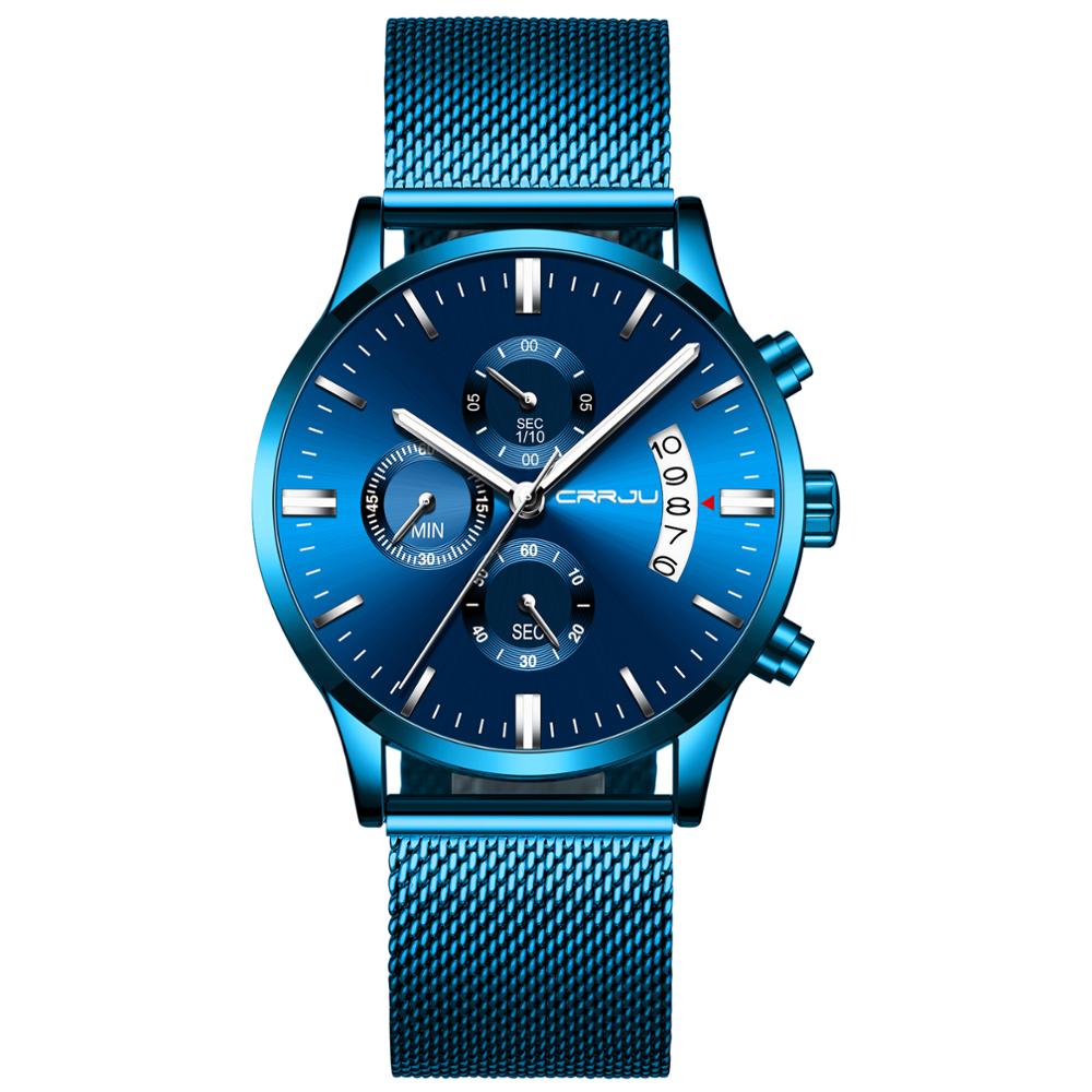 CRRJU 2273 Hight Quality Custom Brand Mens Clock Costume Mesh Band Water Resistant Chronograph Low Moq Sports Watch Design