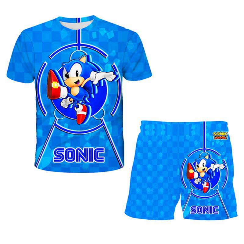 

Літній одяг для хлопчиків Набір футболок Sonic Літній дитячий одяг Мультяшні шорти Набір для дівчаток Спортивний костюм Дитячий одяг 4-14 років Набори 100CM