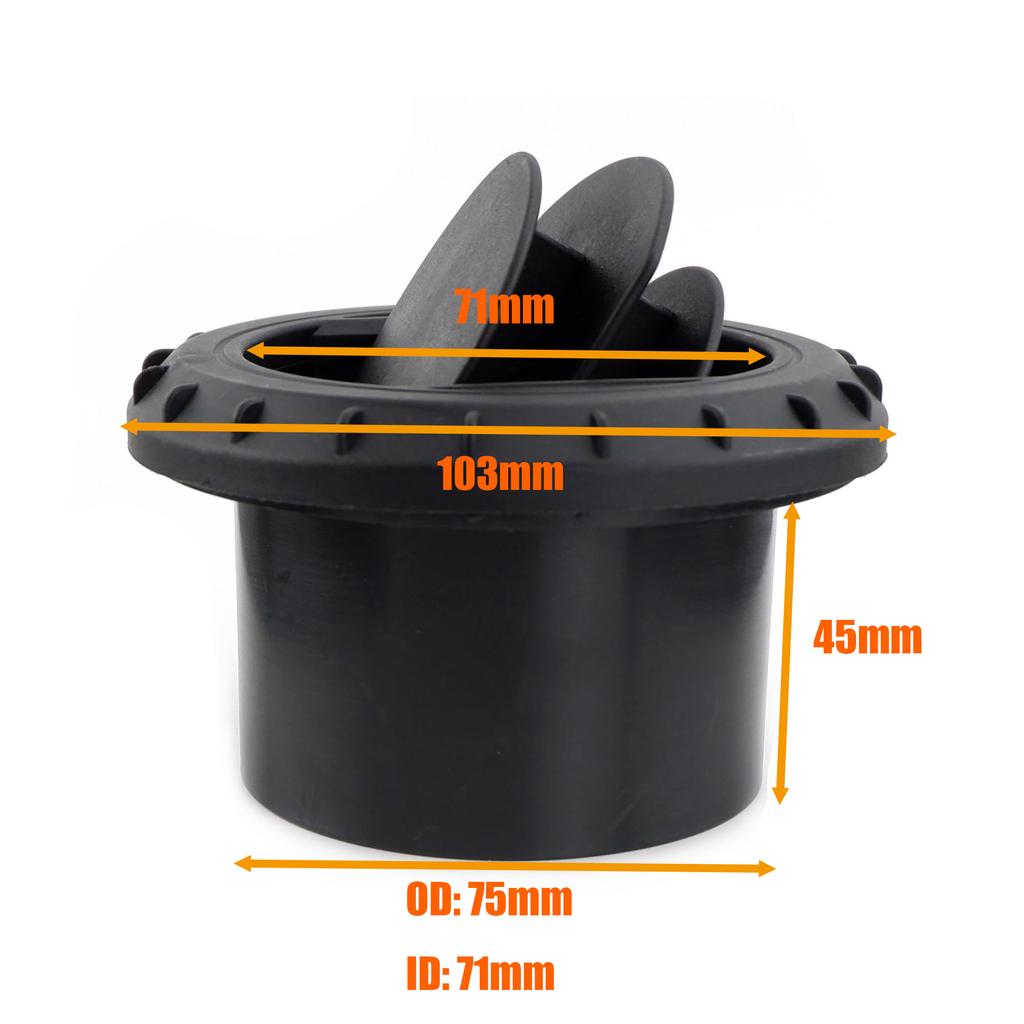 75mm Air Vent Outlet Black Closable Air Diesel Heater Air Conditioner For Car Truck VAN Camper Caravan