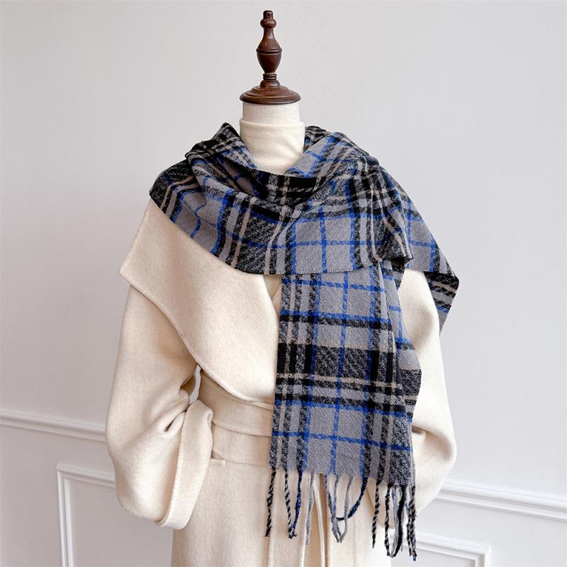 Winter Women Lattice Imitation Cashmere Scarf Winter Thick Fashion Warm Wild Scarf Shawl Neckerchief Bufanda Tassel Poncho Stole