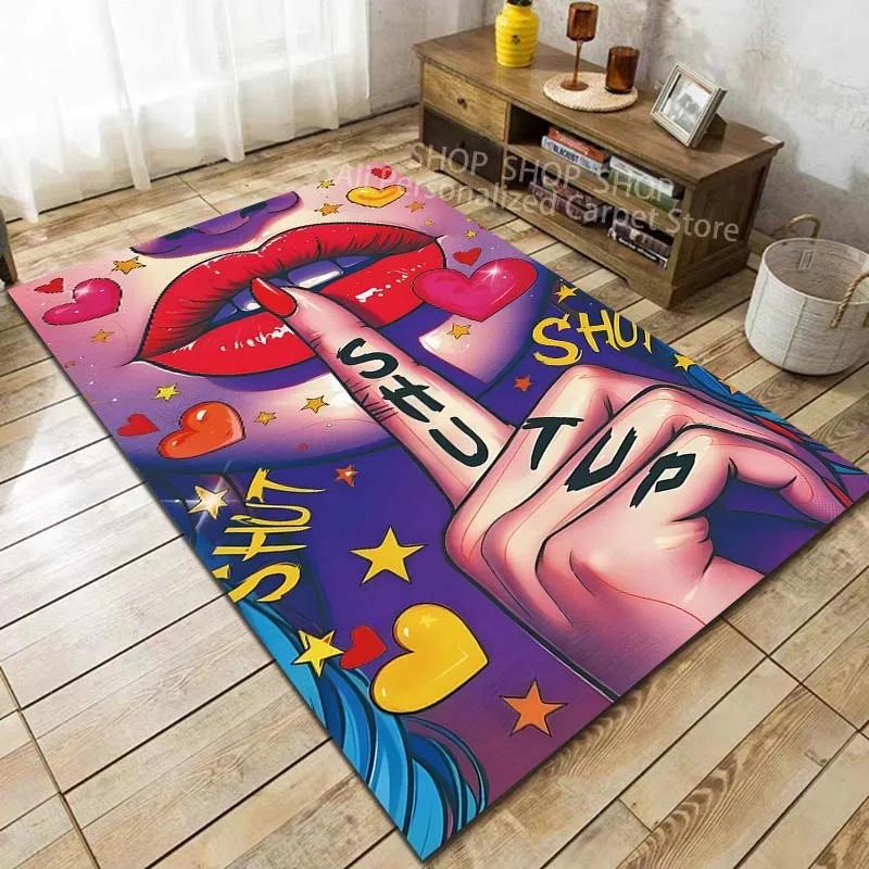 6 Style Fashion Sexy Lips Pattern Carpet for Living Room Bedroom Bedside Floor Mat Cloakroom Modern Home Area Decor Large Size