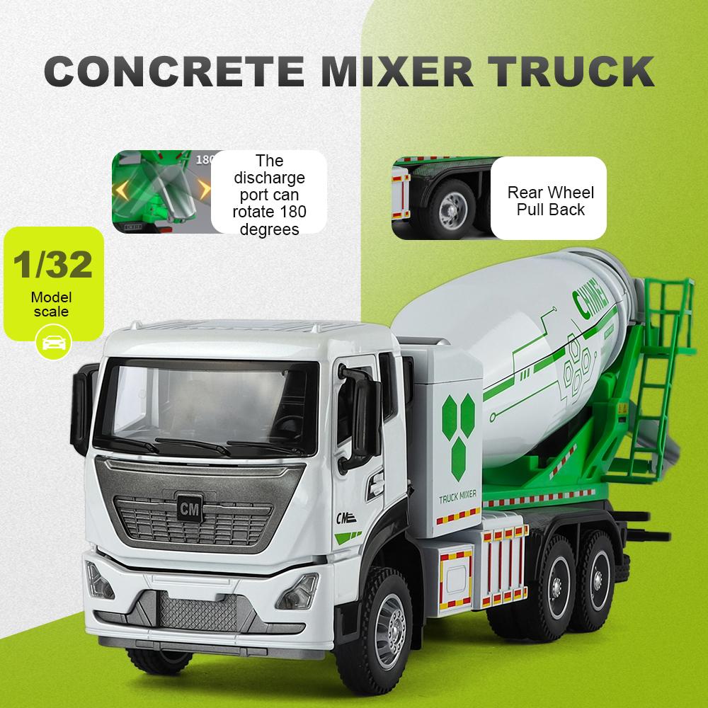 1:32 Scale Concrete Mixer Trucks Toys Models Cars Wheel Pull Back Miniature Model Container Transport Vehicles Educational Toys