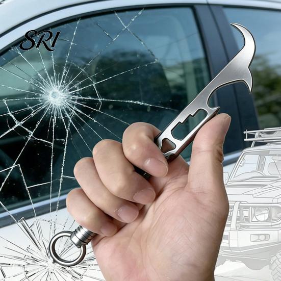 Seat Belt Cutter Tool Multifunctional Safety Hammer with Breaker And Tire Outdoor Survival Multi Stone Cleaning Hook Wrench Bottle Opener Car