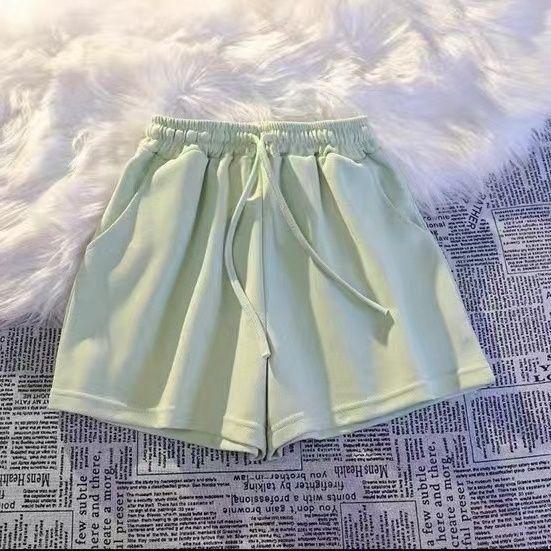 Yellow High-Waisted Loose Fit Sports Shorts - Casual A-Line Running Shorts with Elastic Waist