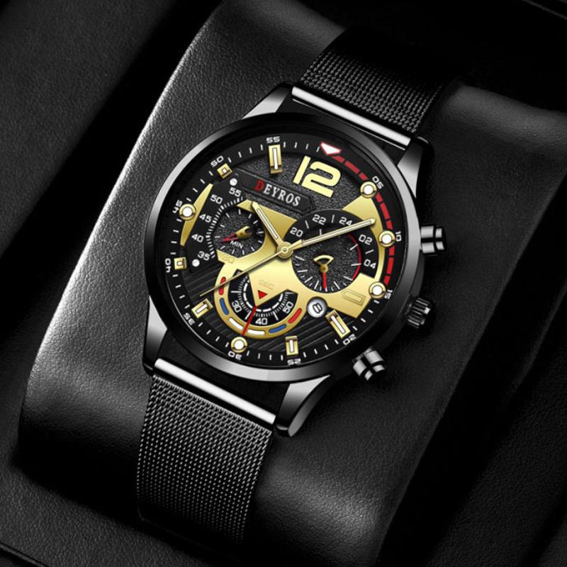Business Men's Calendar Quartz Wristwatches Fashion Mens Mesh Strap Watch,ideal Choice for Gifts To Men