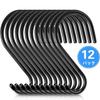Antimbee 12-Pack Large 5.5-Inch S-Hooks, Heavy-Duty S-Hooks for Hanging Plants, Black Metal Hooks for Kitchen, Garage, Workshop, Bathroom, and Garden