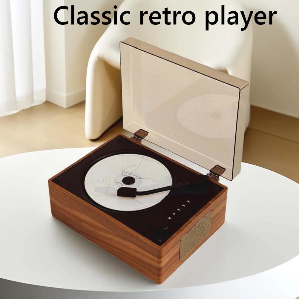 Portable CD Player Bluetooth Speaker Retro Turntable Speaker Support CD BT USB 3.5mm AUX Desktop CD Player for Phone Desktop PC