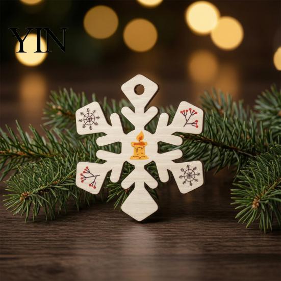 Unfinished Wood Blanks 10Pcs 2D Wooden Christmas Ornaments, Blank DIY Craft Hanging Tags, Indoor Festive Decor Tree Decorations, Slices for